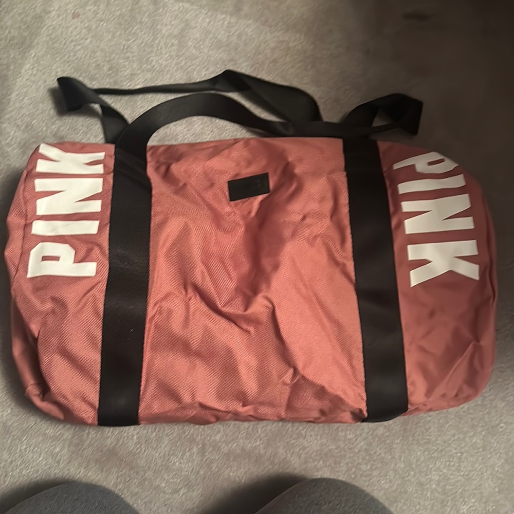 Pink duffel bag